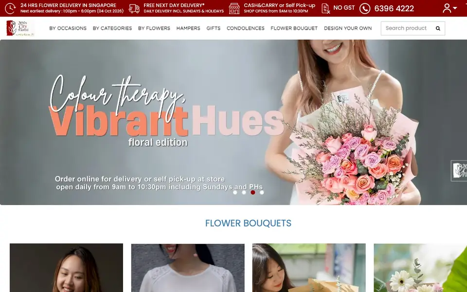 24hrs City Florist website homepage, 4 Oct 2026