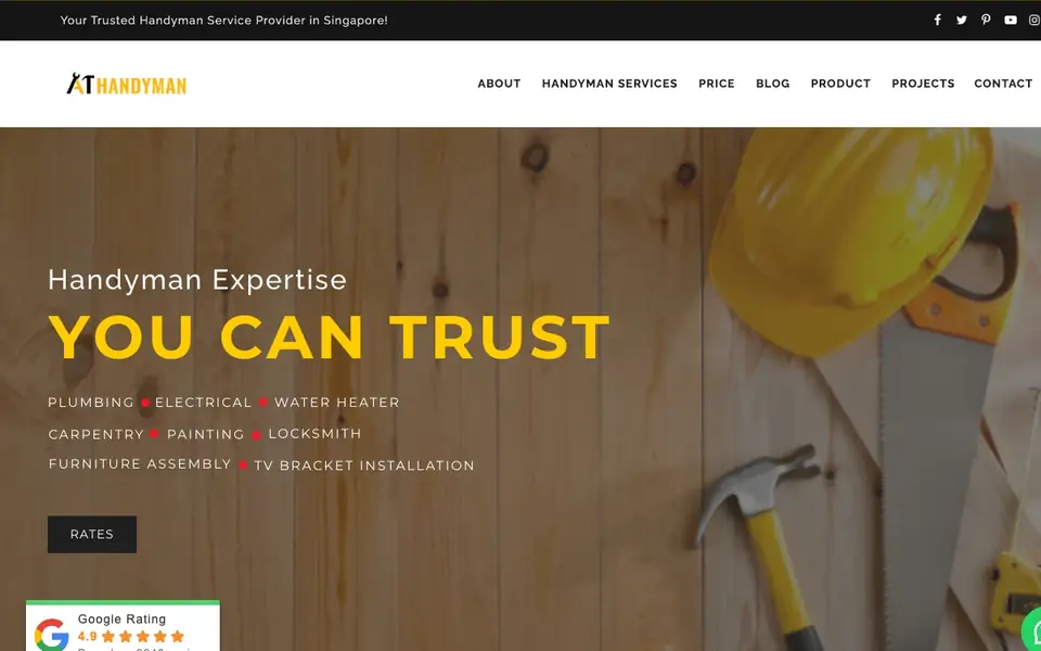 A1 Handyman Singapore website homepage, 4 Oct 2026