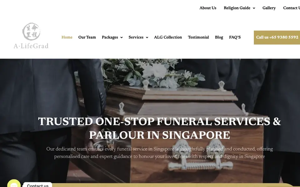 A.Lifegrad Funeral Service website homepage, 4 Oct 2026