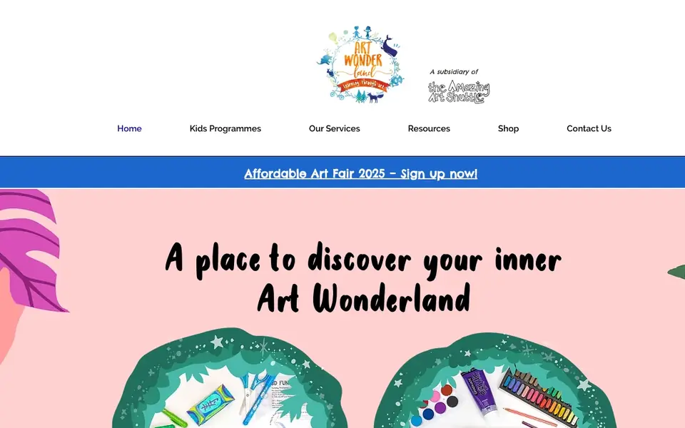 Art Wonderland website homepage, 4 Oct 2026