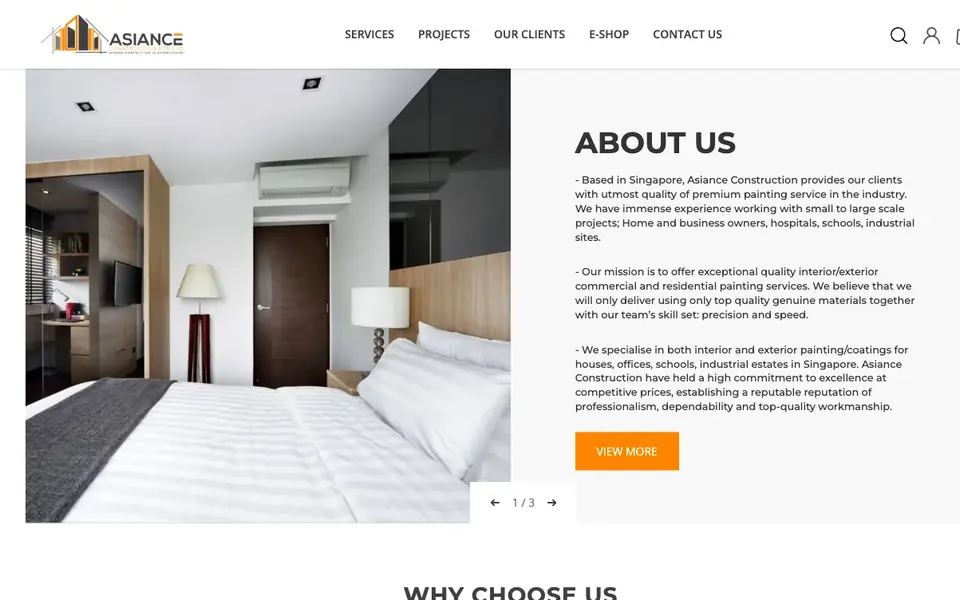 Asiance Construction website homepage, 4 Oct 2026