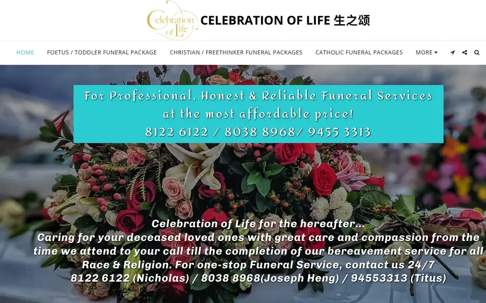 Celebration of Life website homepage, 4 Oct 2026