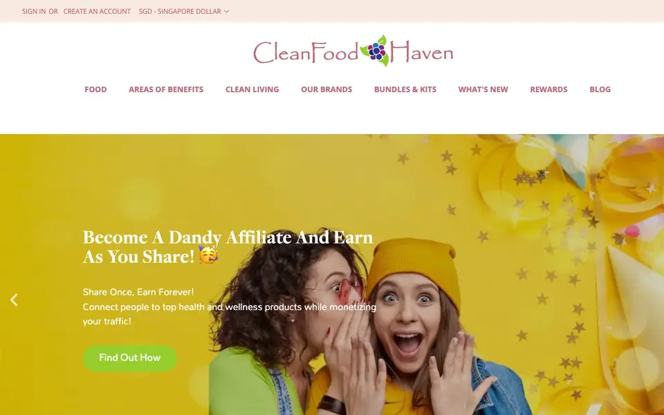 Clean Food Haven website homepage, 4 Oct 2026