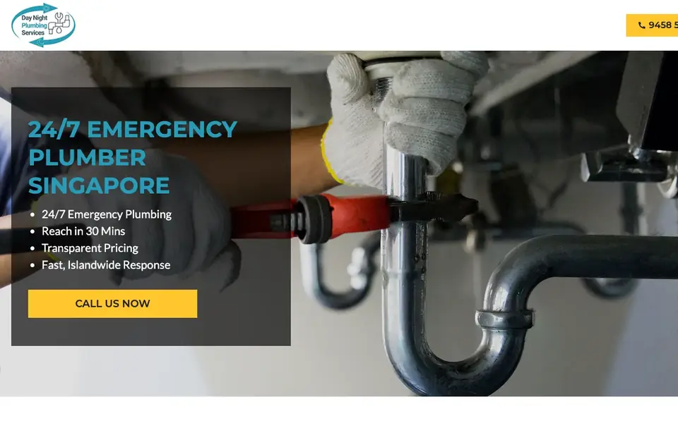 Day Night Plumbing Service & Maintenance website homepage, 4 Oct 2026