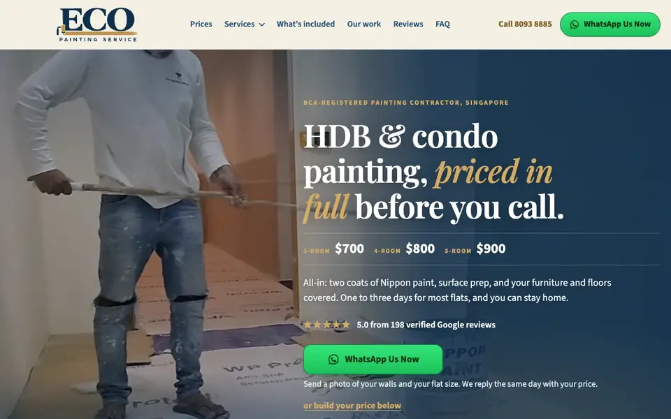 Eco Painting Service website homepage, 4 Oct 2026