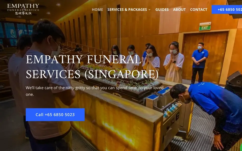 Empathy Funeral Services website homepage, 4 Oct 2026