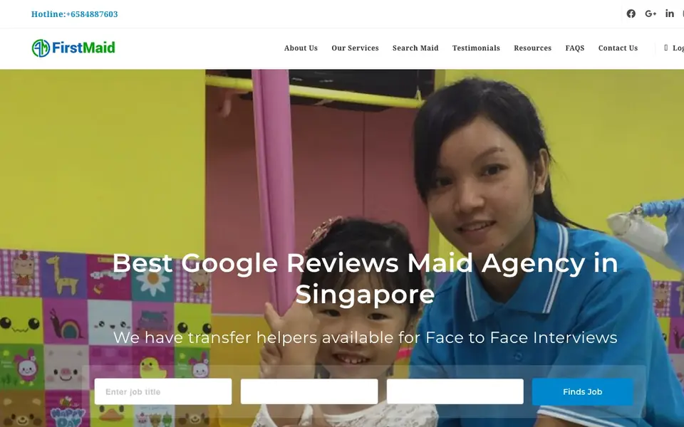 FirstMaid website homepage, 4 Oct 2026