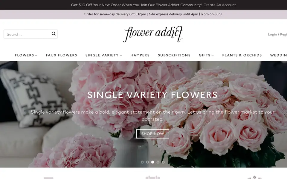 Flower Addict website homepage, 4 Oct 2026