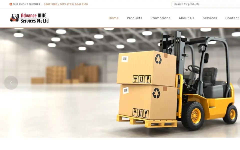 Advance MHE Services website homepage, 4 Oct 2026