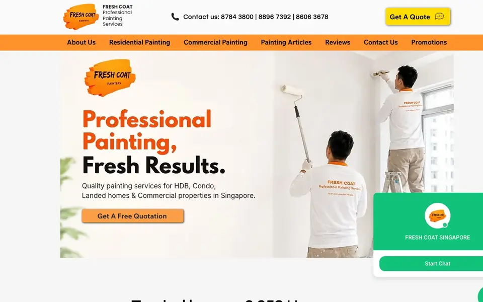 Fresh Coat website homepage, 4 Oct 2026