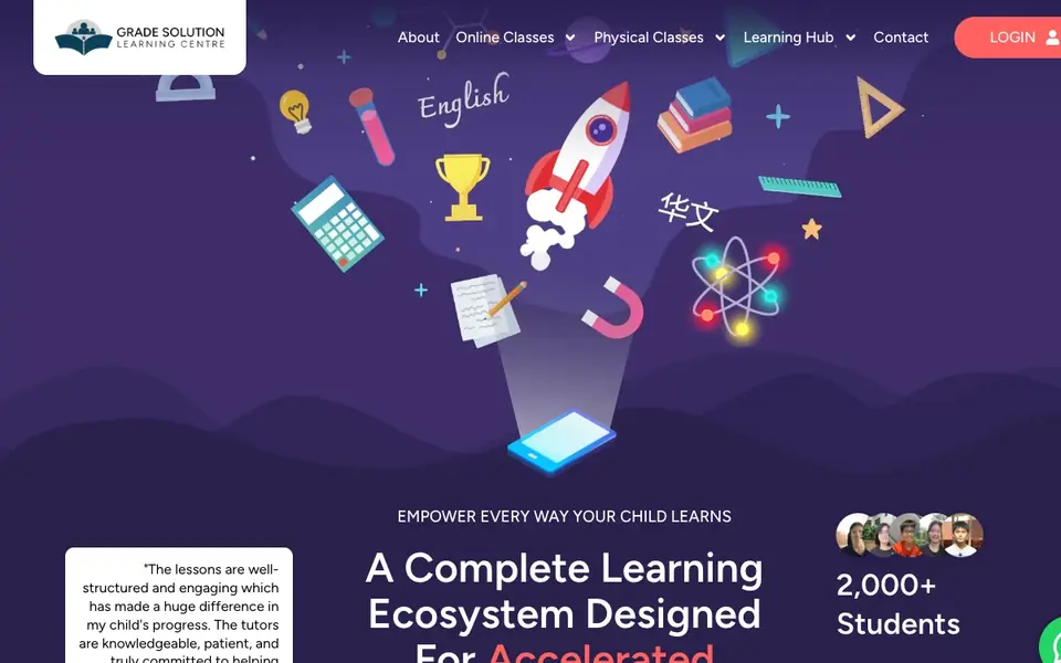 Grade Solution Learning Centre website homepage, 4 Oct 2026