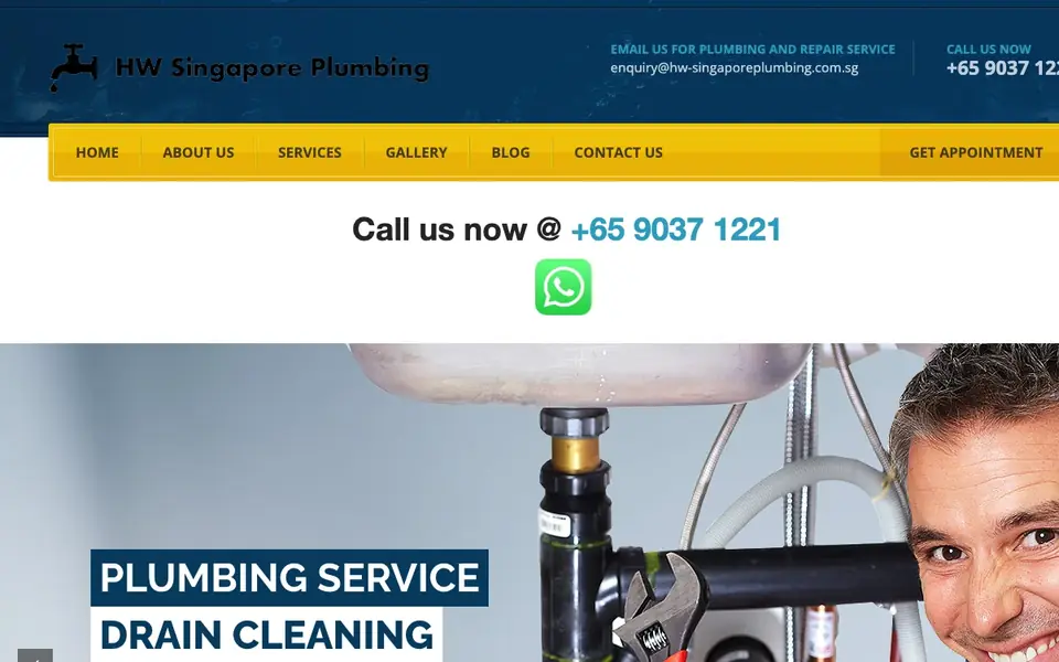 HW Singapore Licensed Plumber website homepage, 4 Oct 2026