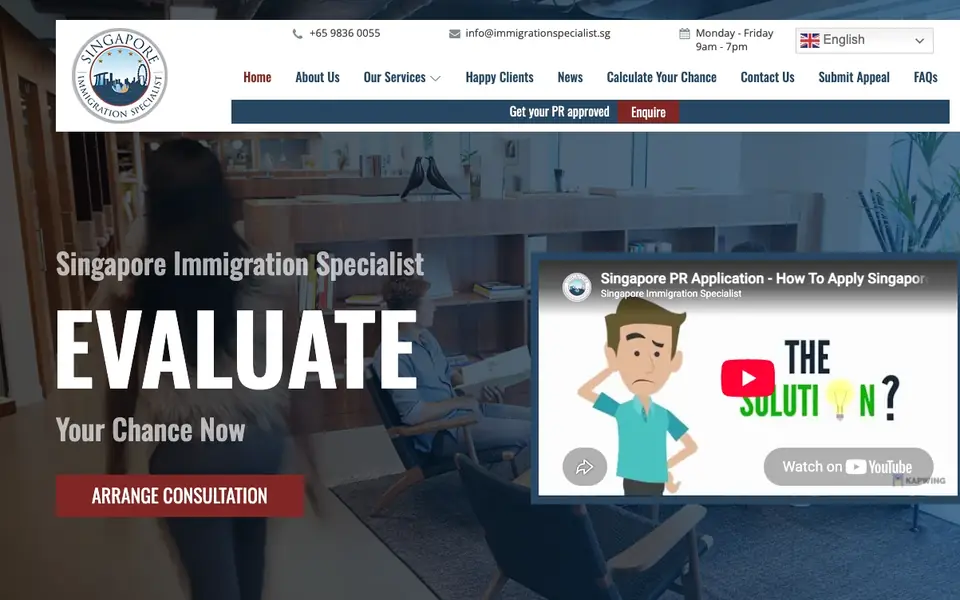 Singapore Immigration Specialist website homepage, 4 Oct 2026
