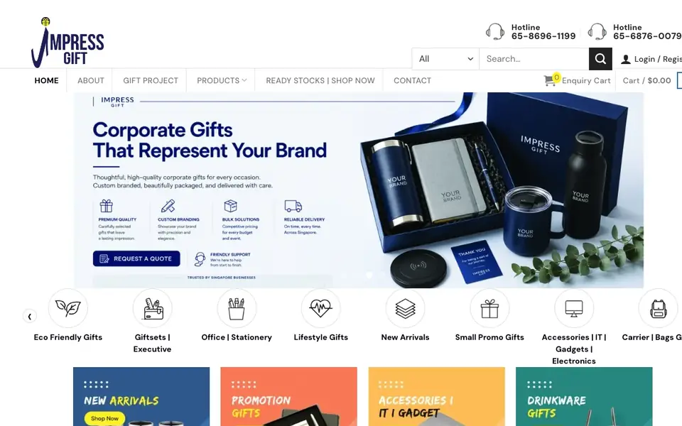 Impress Gift website homepage, 4 Oct 2026