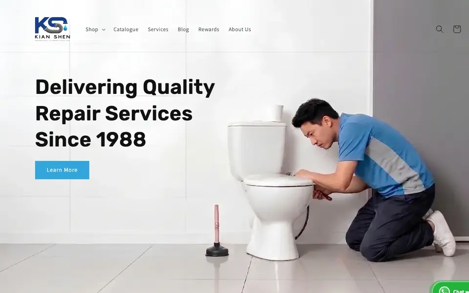 Kian Shen Trading & Plumbing Services website homepage, 4 Oct 2026