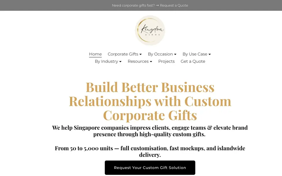 Kingdom Gifts website homepage, 4 Oct 2026
