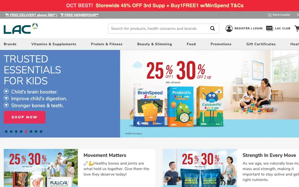 LAC Nutrition For Life website homepage, 4 Oct 2026