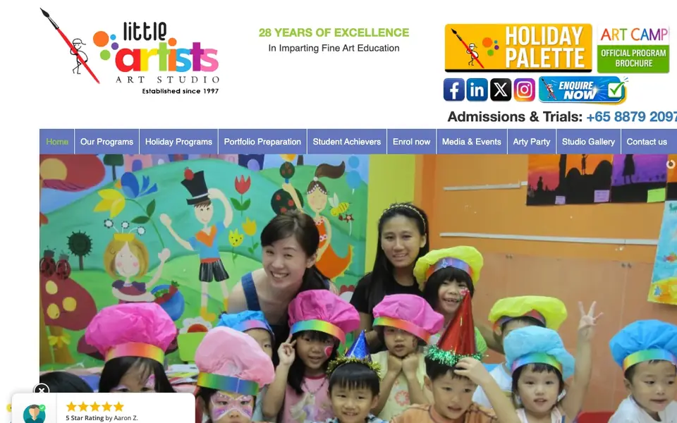 Little Artists Art Studio website homepage, 4 Oct 2026