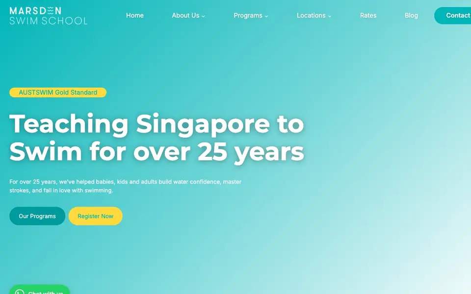 Marsden Swim School website homepage, 4 Oct 2026