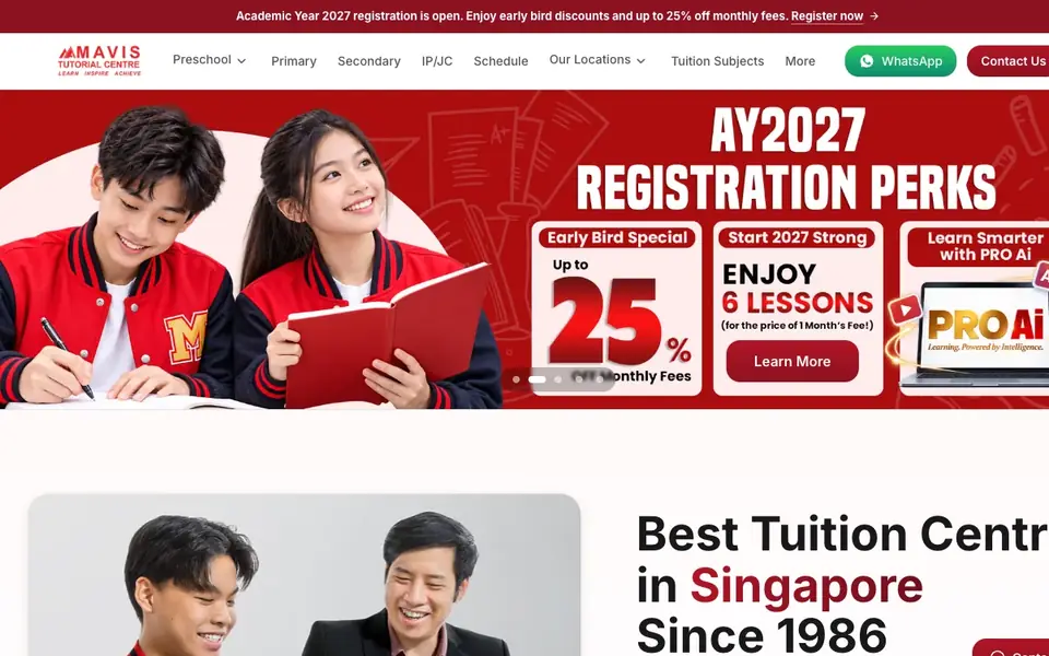 Mavis Tutorial Centre website homepage, 4 Oct 2026
