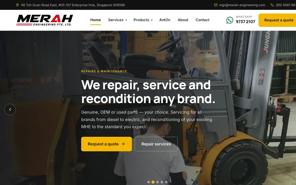 Merah Engineering website homepage, 4 Oct 2026