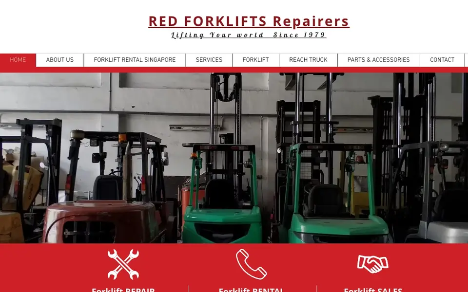 Red Forklifts website homepage, 4 Oct 2026