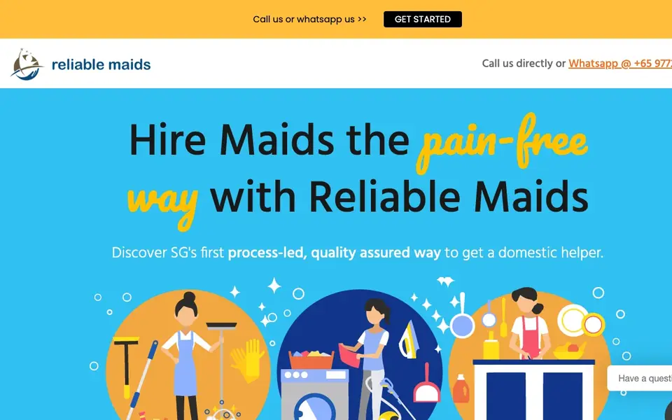Reliable Maids website homepage, 4 Oct 2026