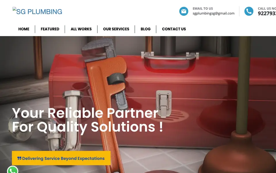 SG Plumbing Services website homepage, 4 Oct 2026