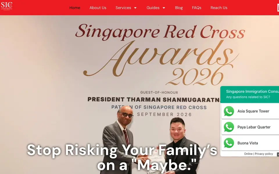 Singapore Immigration Consultancy website homepage, 4 Oct 2026