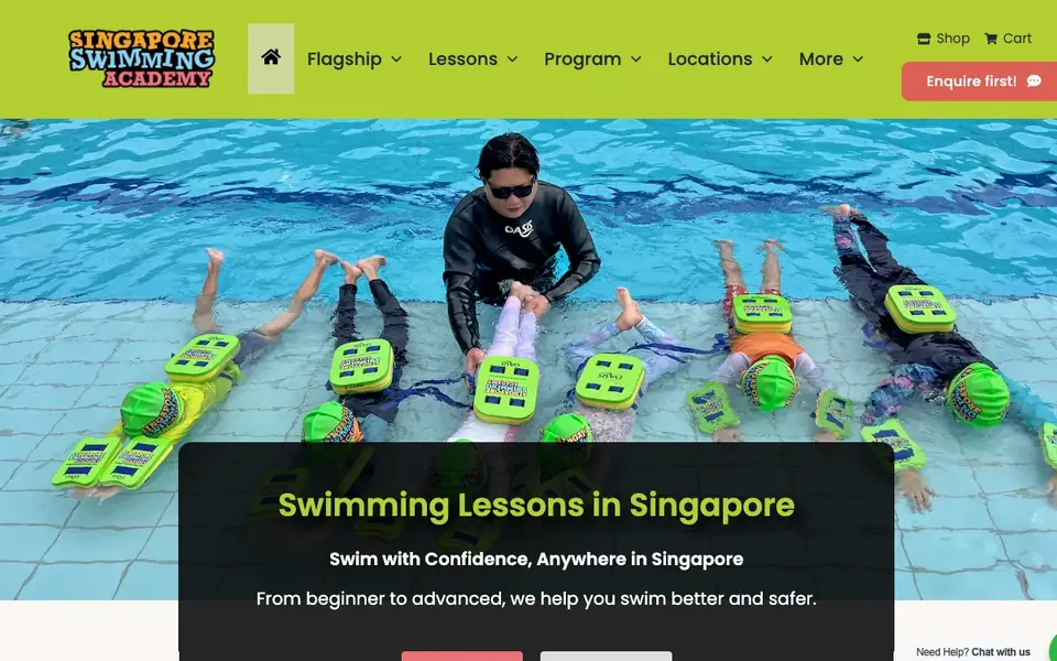 Singapore Swimming Academy website homepage, 4 Oct 2026