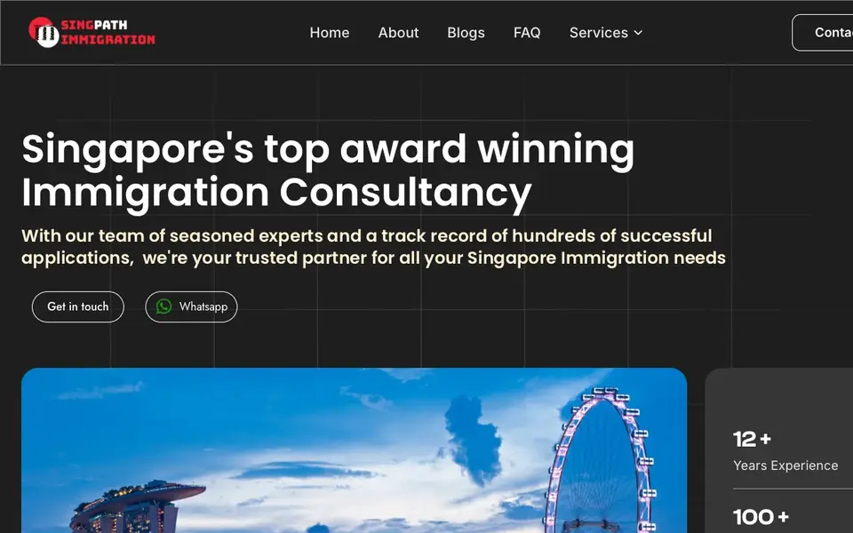 SingPath Immigration website homepage, 4 Oct 2026