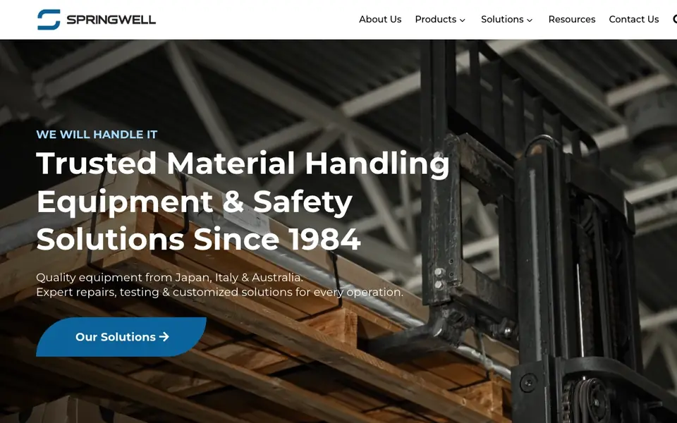 Springwell Industries website homepage, 4 Oct 2026