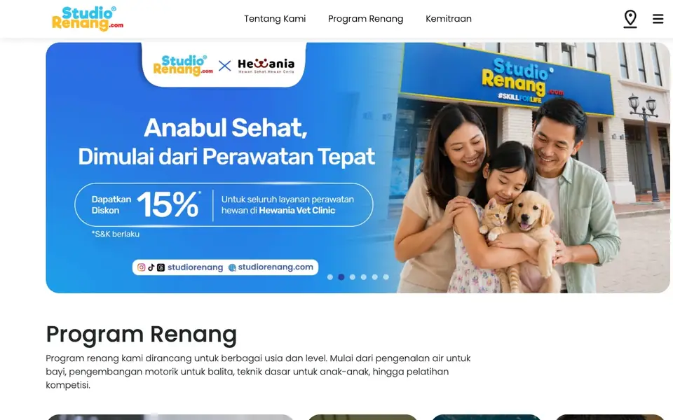 Studio Renang website homepage, 4 Oct 2026