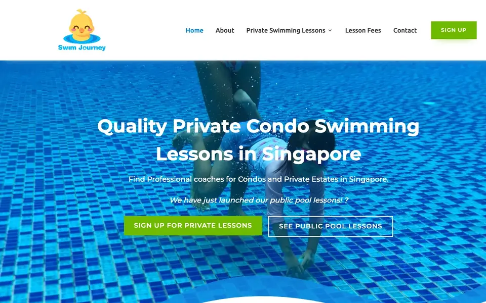 SwimJourney – Swimming Lessons Singapore website homepage, 4 Oct 2026