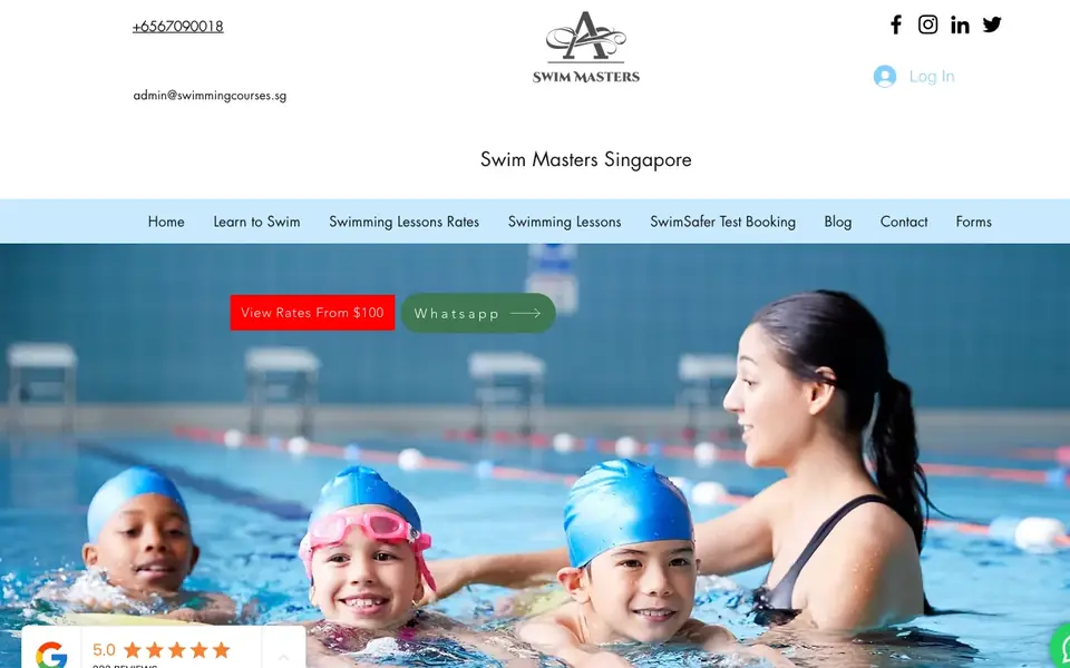 Swim Master website homepage, 4 Oct 2026