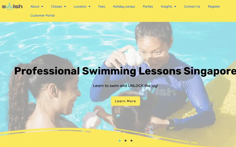 Swish! Swimming website homepage, 4 Oct 2026