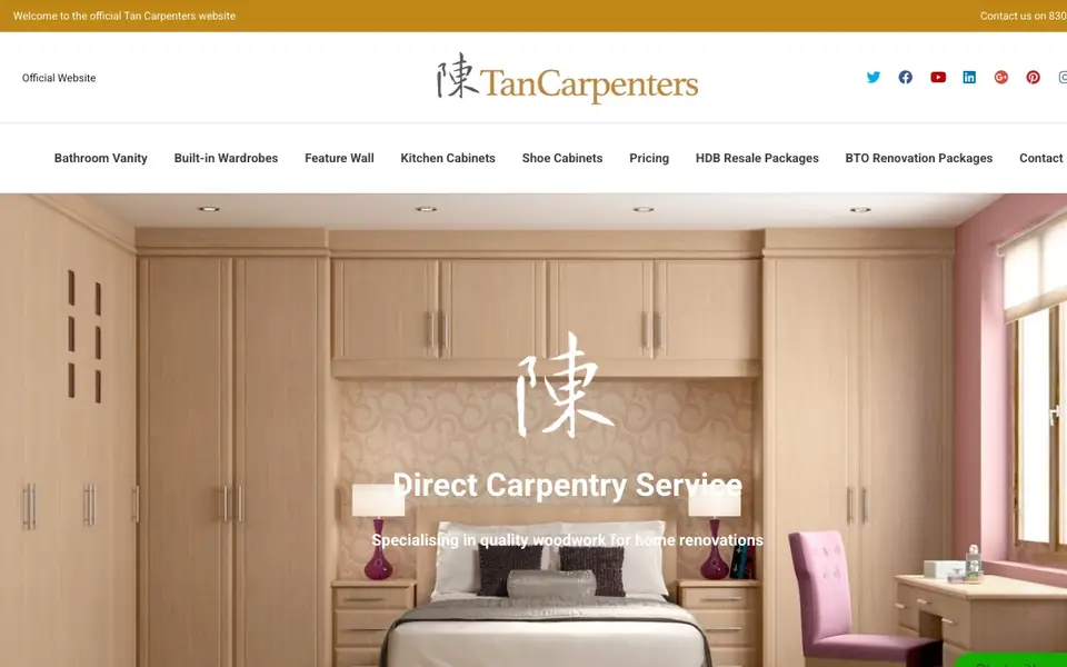 Tan Carpenters website homepage, 4 Oct 2026