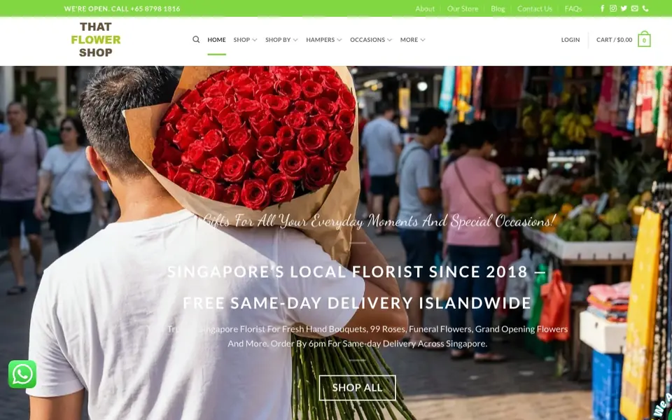 That Flower Shop website homepage, 4 Oct 2026