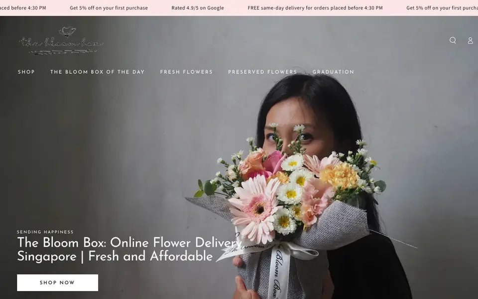 The Bloom Box Pte Ltd website homepage, 4 Oct 2026