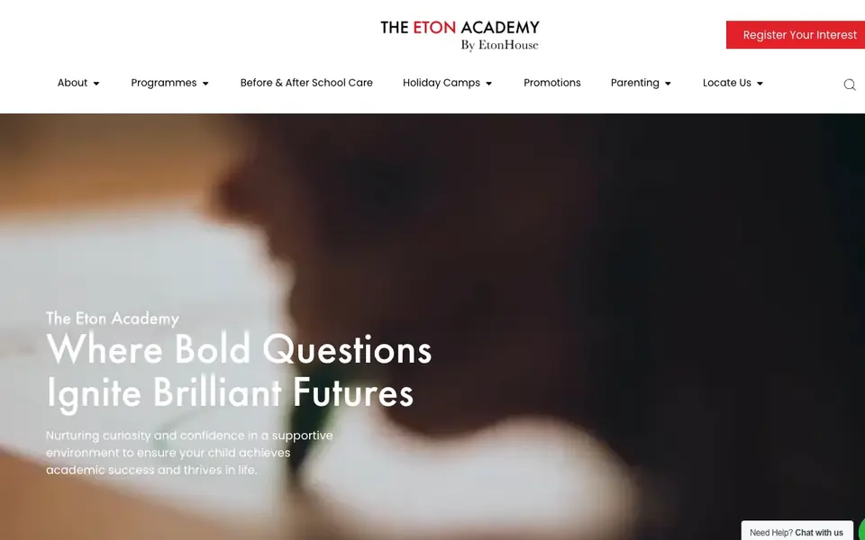 The Eton Academy by EtonHouse website homepage, 4 Oct 2026