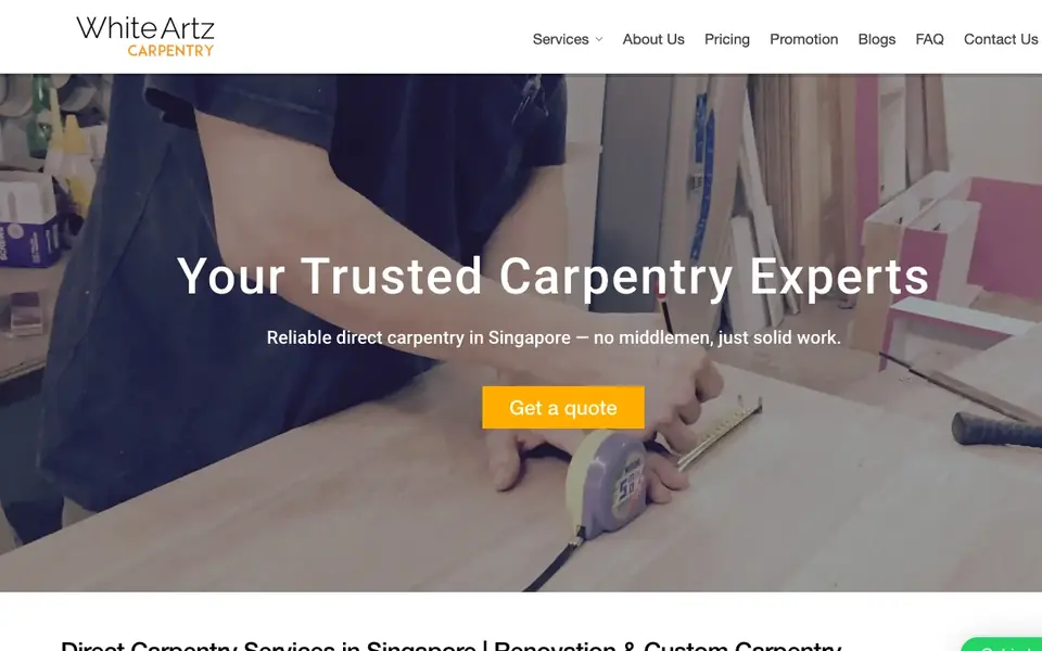 White Artz Carpentry website homepage, 4 Oct 2026