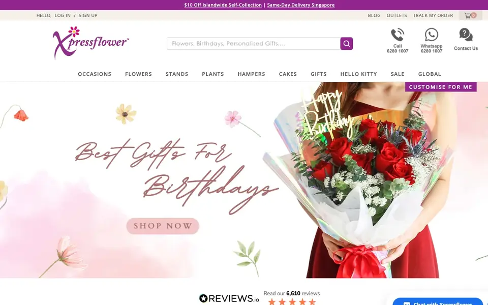 XpressFlower website homepage, 4 Oct 2026